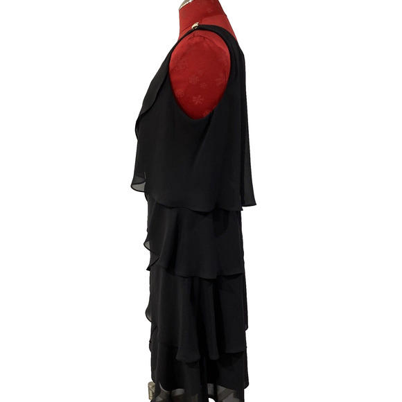 Dressbarn Collection Size 16 Black Cocktail Dress Chiffon Ruffles Sleeveless - Picture 3 of 10